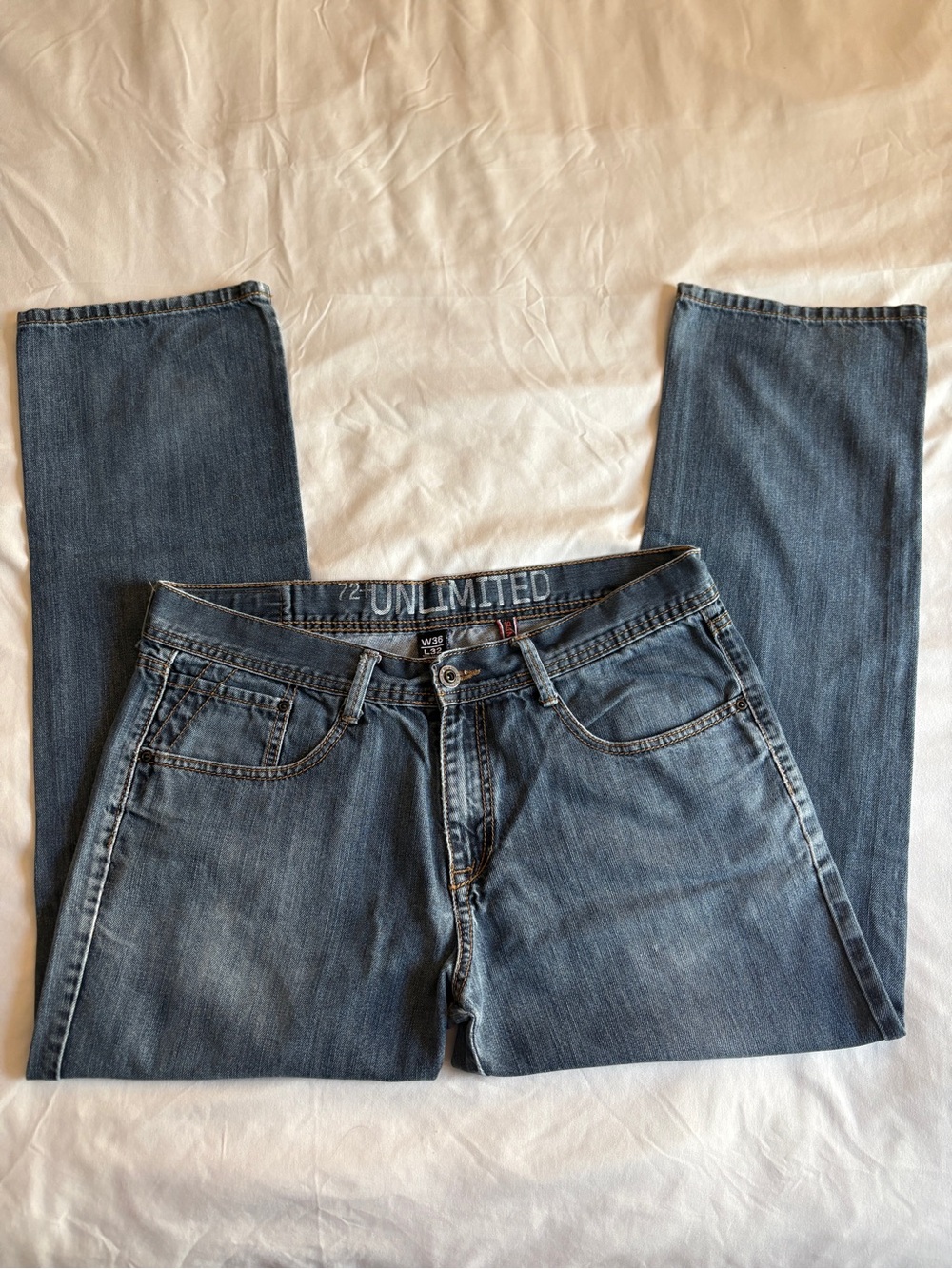 Ecko Unlimited Light Wash Straight Leg Jeans Streetwear Y2K Hip Hop Menswear